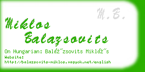 miklos balazsovits business card